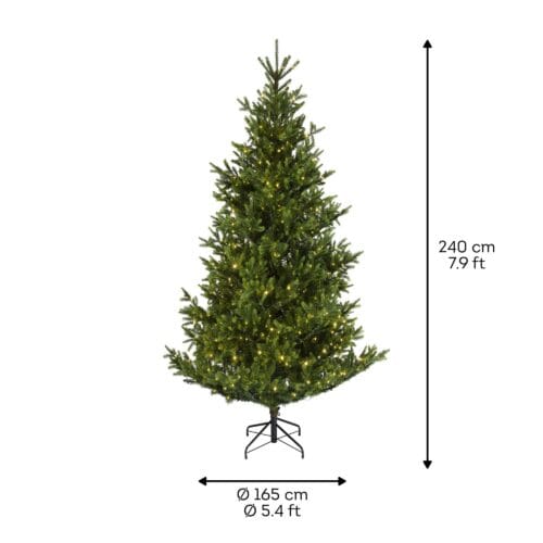 Nordmann mű karácsonyfa 240 cm – LED világítással, élethű