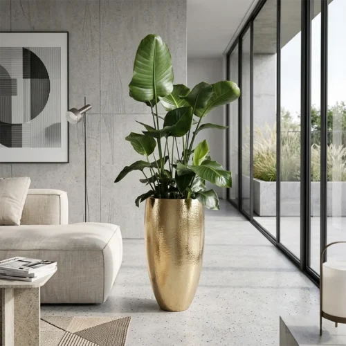 magas kaspó, virágcserép, díszkaspó, virágtartó kaspó, dekor kaspó Magas kaspó Selena gold 70 és 90 cm magasságban