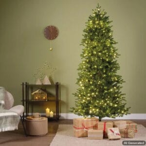 Slim műfenyő Greenland 210 cm LED világítással